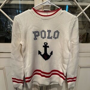 Polo by Ralph Lauren Cream Sweater with Red Trim